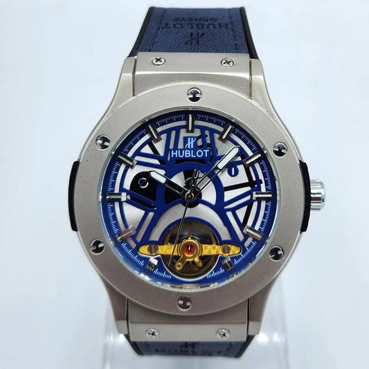 Hublot Style Blue Skeleton Dial Quartz Watch